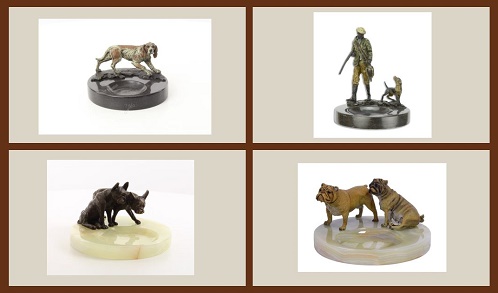 Bronzen beelden met marmer asbak - Bronze - Joost Baakman BV